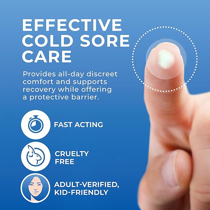 PatchRx Cold Sore Patches for Lips (20 Patches) Lysine, Calendula & Zinc – Hydrocolloid Cold Sore Patch for Lip Treatment (Overnight or Day-time Remedy), Fever Blister Patches