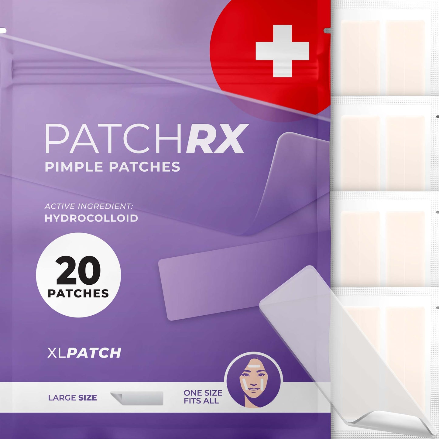 PATCHRX - XL PIMPLE PATCHES - HYDROCOLLOID - 20 PATCHES - 1